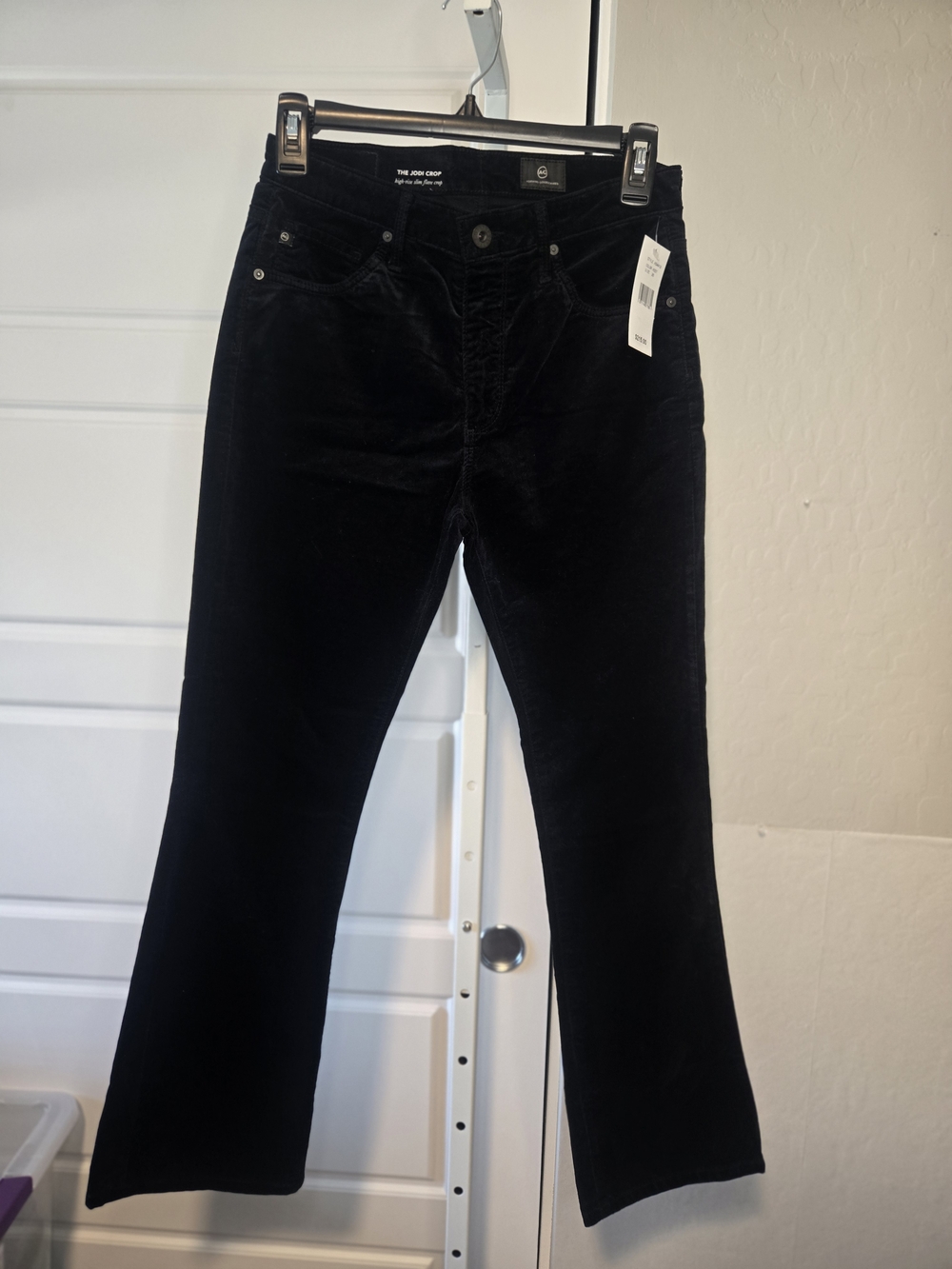 AG Black Velvet Pants with Subtle Flare